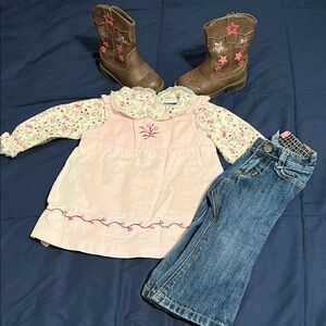 Baby girl 12 months set, Disney Baby, Old Navy and cowboy boots